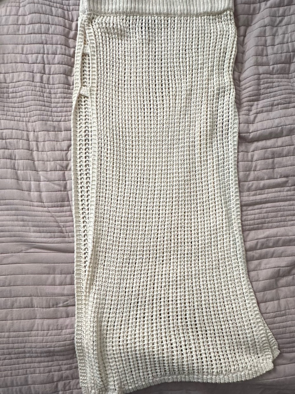 Cream Crochet Open Knit Maxi Skirt Boho Coverup
